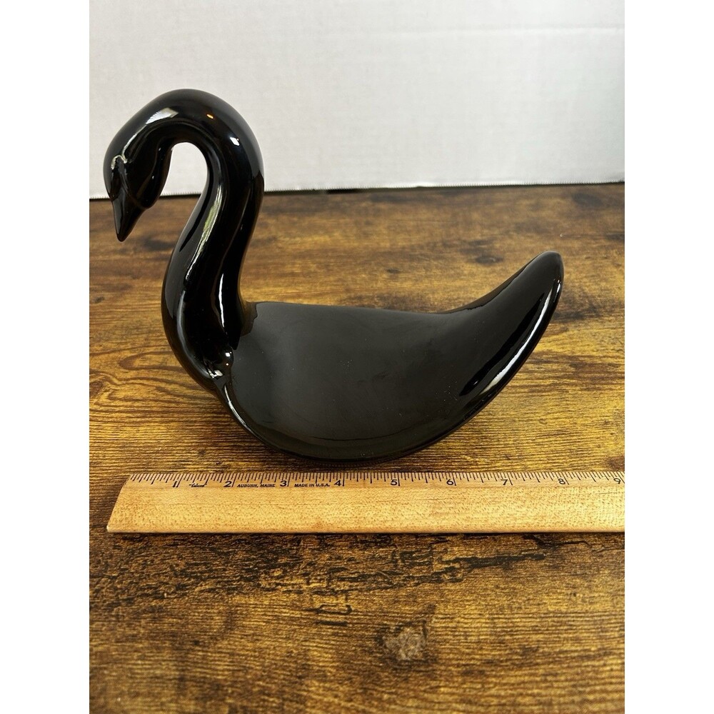 Vintage Black Ceramic Swan Hand Towel Hand Cloth Holder Bathroom Decor 6” Towel - Picture 7 of 11